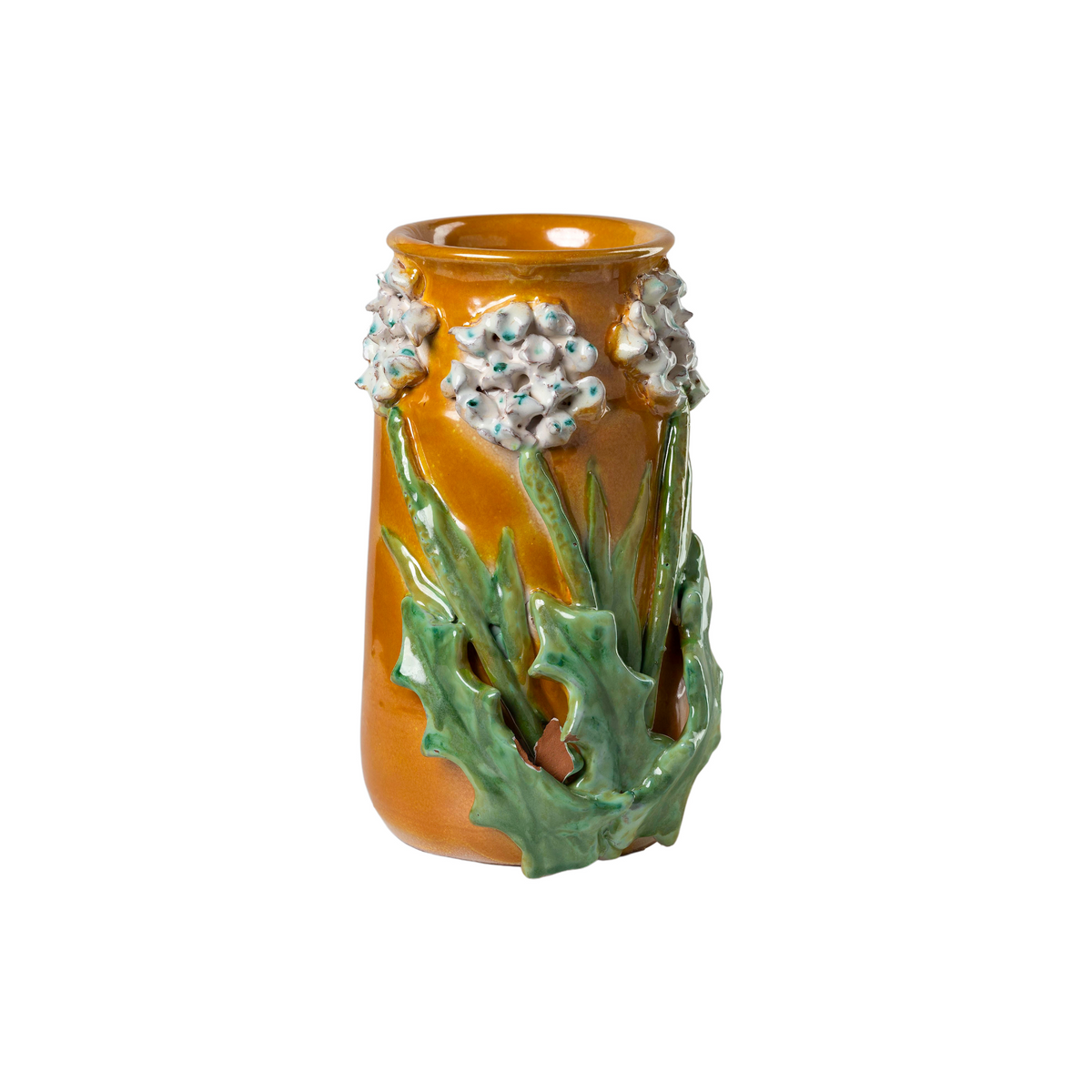 Medium Mango Vase with White Flowers