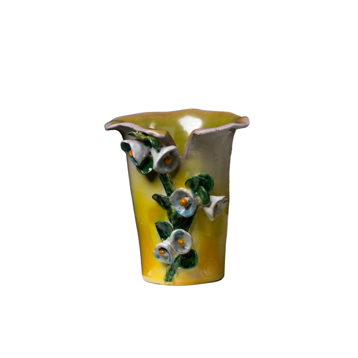 Small White Vase with Blue Bells