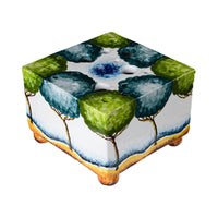 Tulipiere, Turquoise White W/ Painted Trees