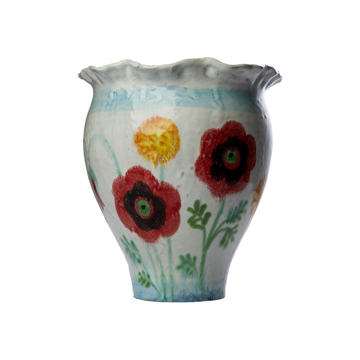 White Vase with Painted Flowers