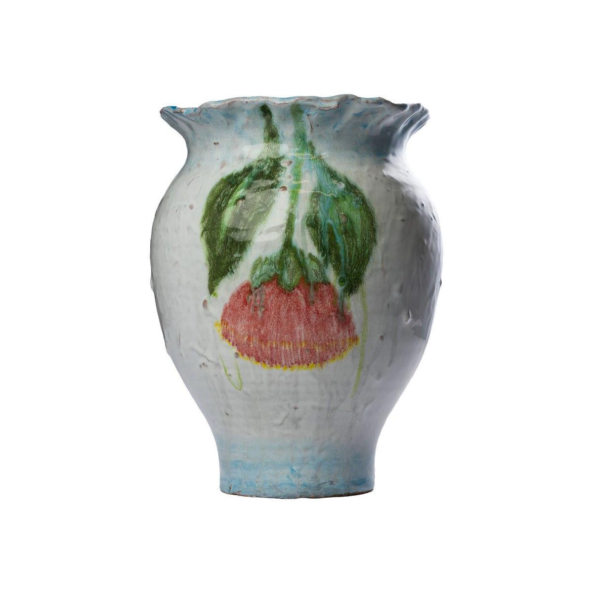 White Vase with Painted Upside Down Flowers