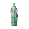 Large Green Vase with Pink Flowers