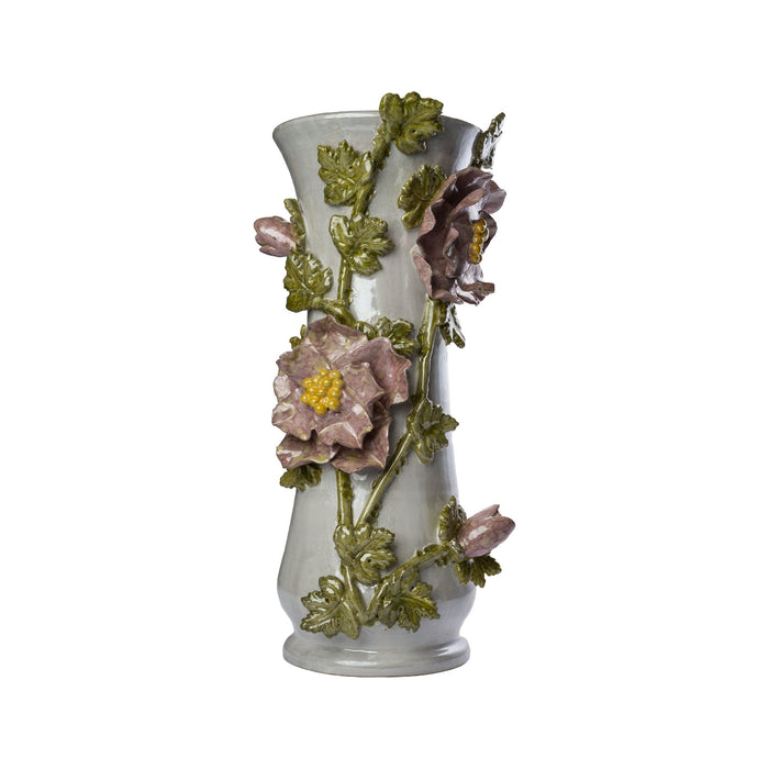 Large White Vase with Lavender Flowers
