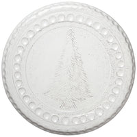 Cake Plate, White w/Etched Tree