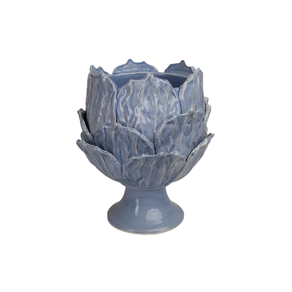 Foliage Footed Cachepot, Periwinkle