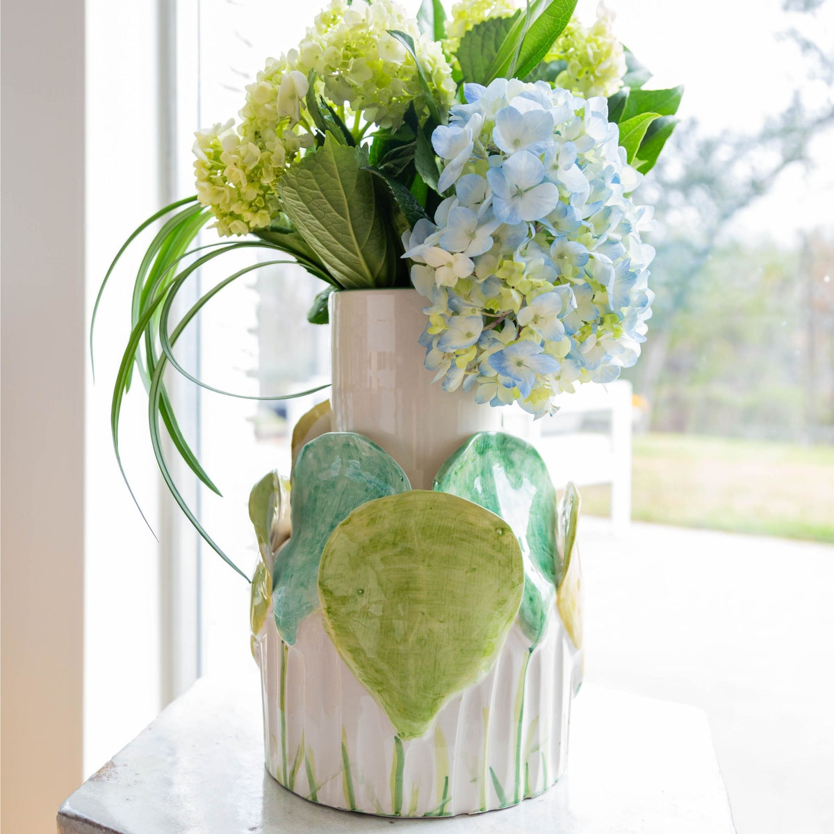 Vase with Petals, Pastel Green