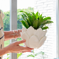 White Artichoke Cachepot
