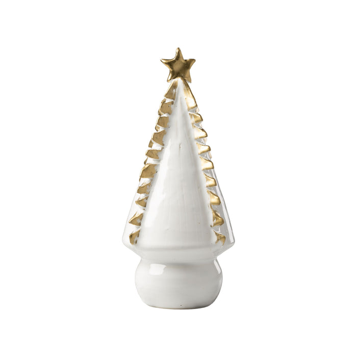 White Christmas Tree with Gold Tipped Branches, Large