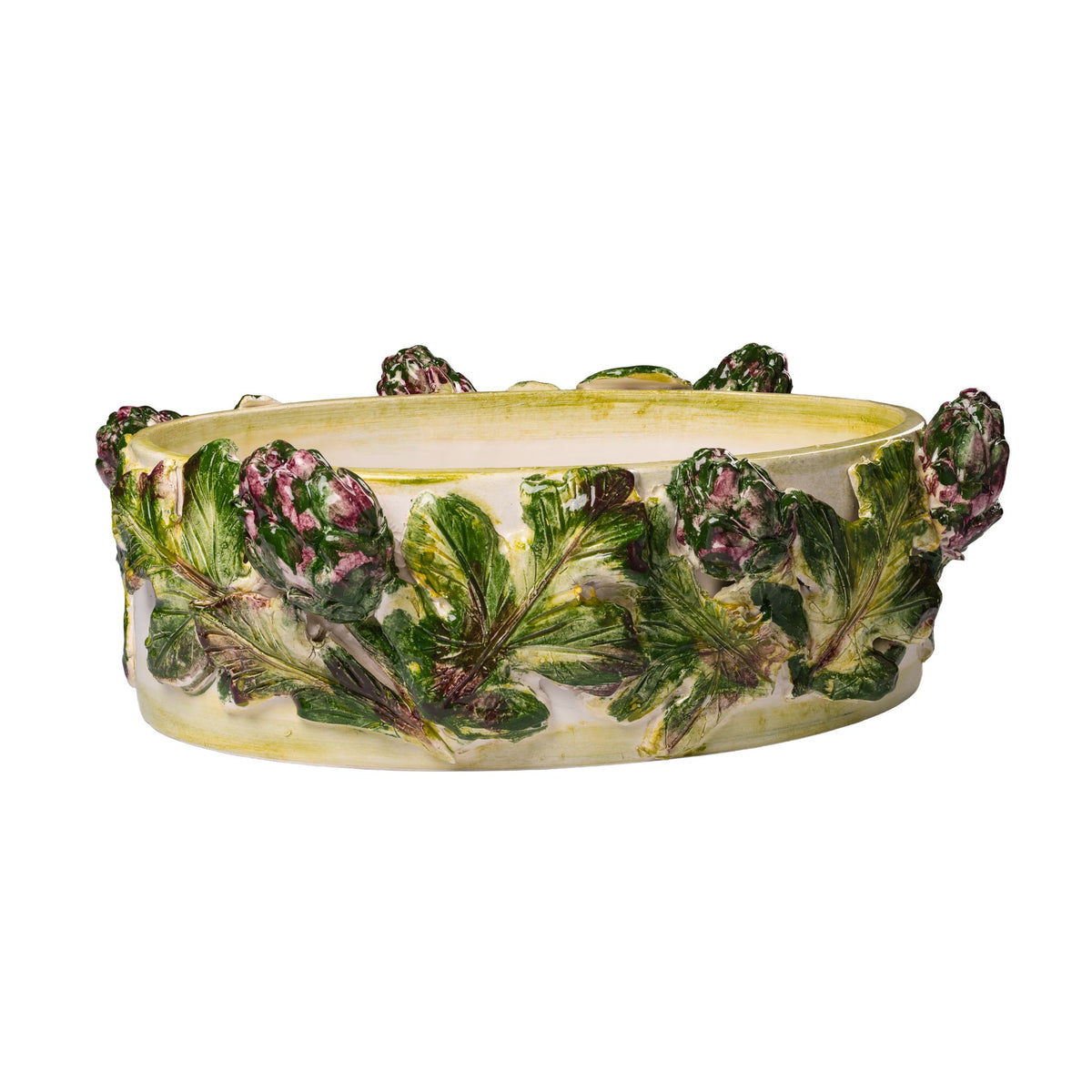 Gathered Garden Oval Centerpiece w/ Painted Artichokes