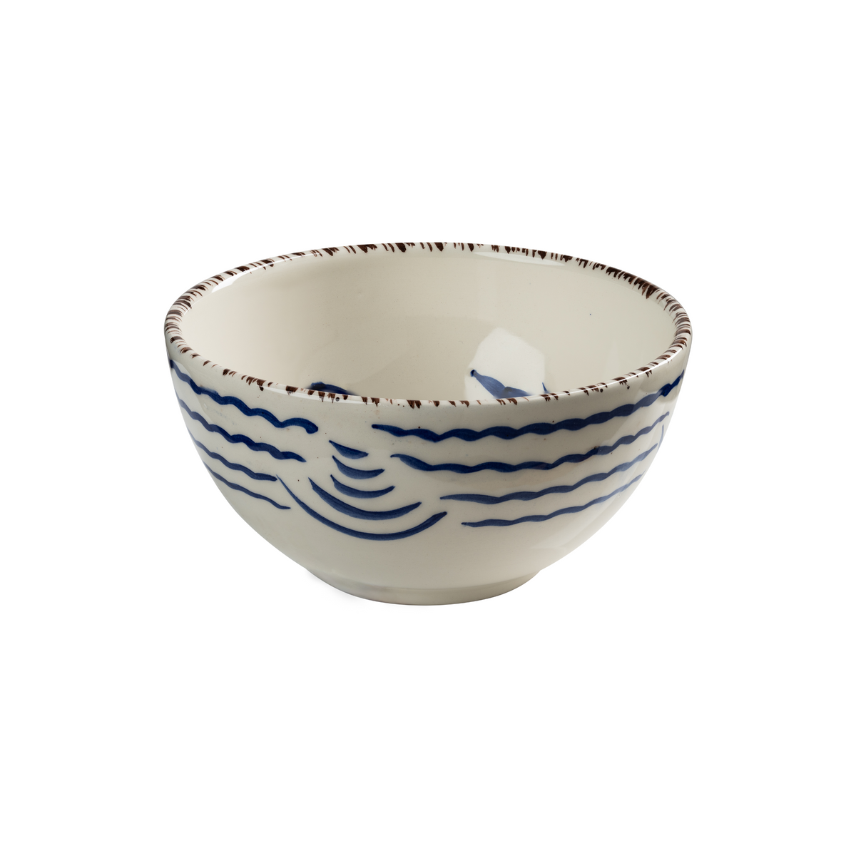Casa Nuno Bowl, Blue with Flowers & Waves