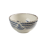 Casa Nuno Bowl, Blue with Flowers & Waves