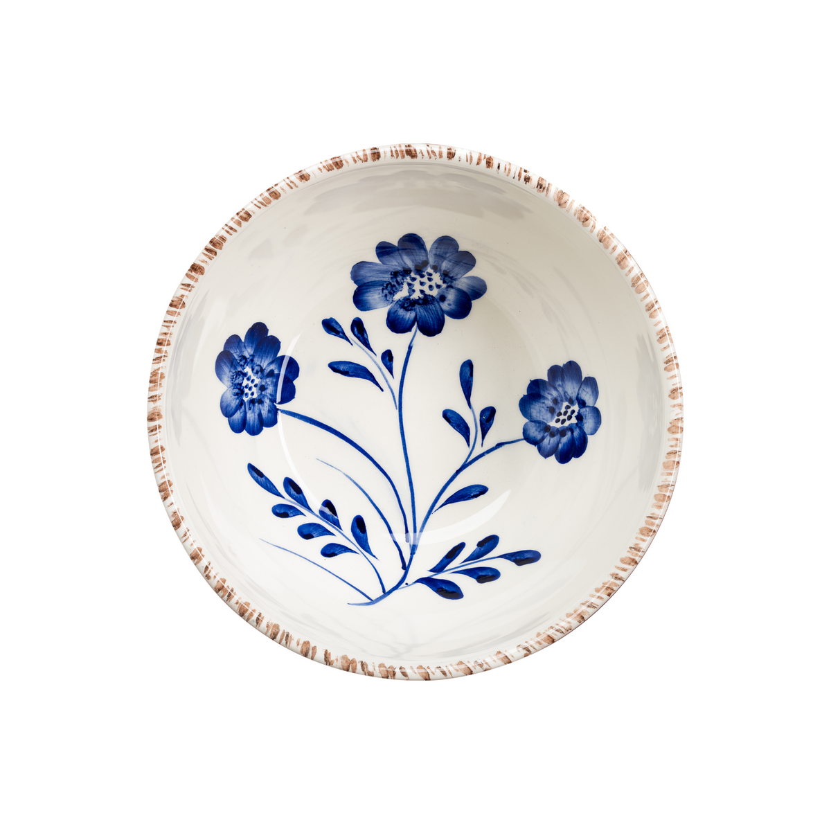 Casa Nuno Bowl, Blue with Flowers & Vine