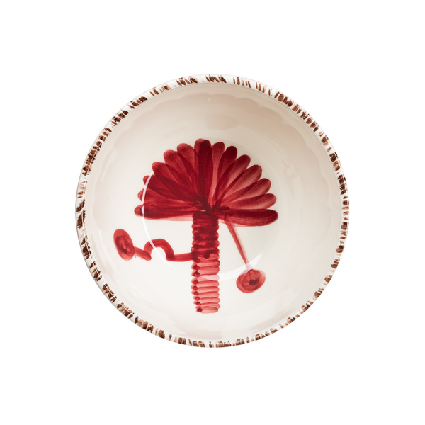 Casa Nuno Bowl, Pink with Palm, Set of 2