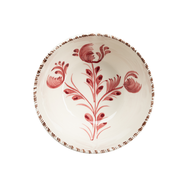 Casa Nuno Bowl, Pink with 3 Flowers, Set of 2