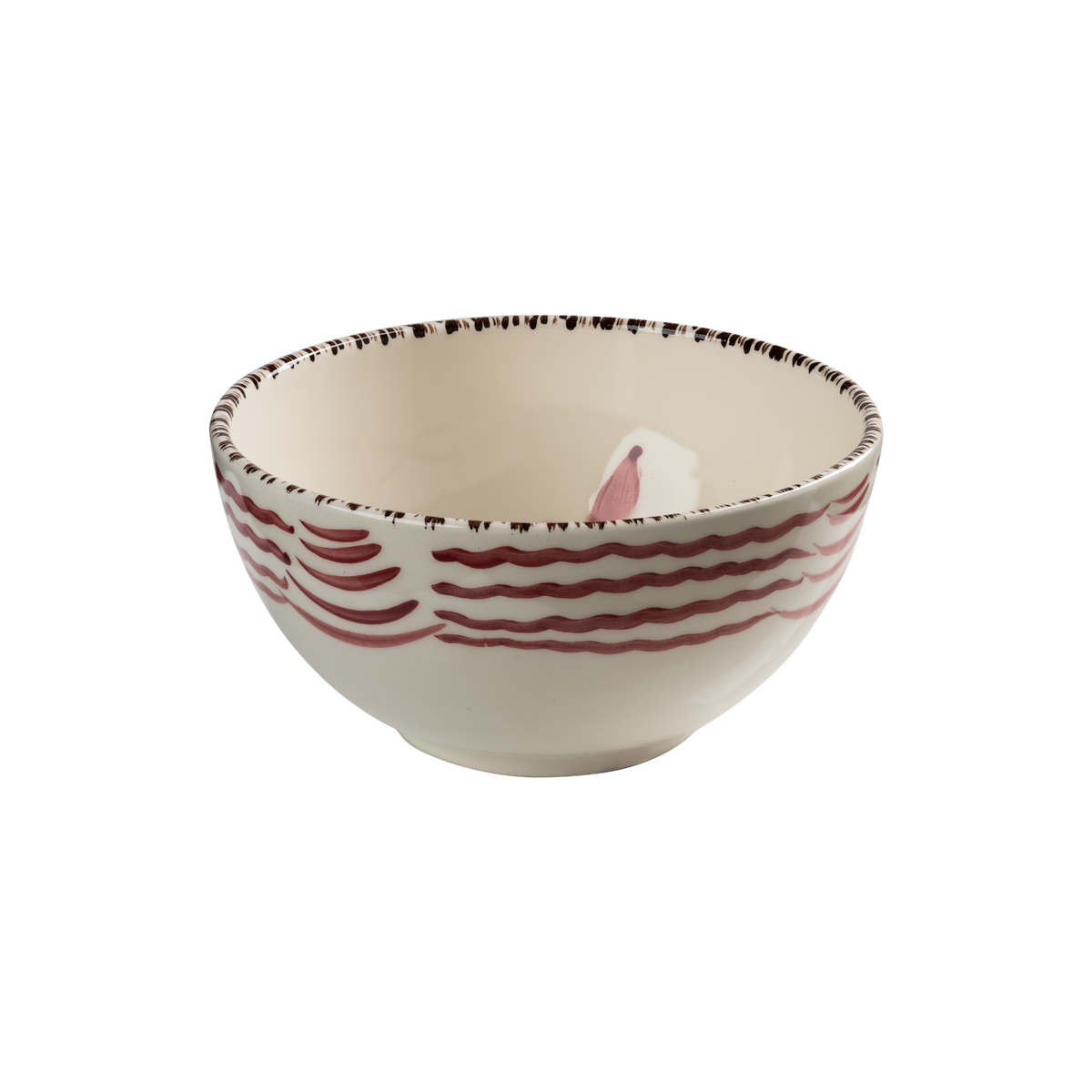 Casa Nuno Bowl, Pink with Flowers & Waves