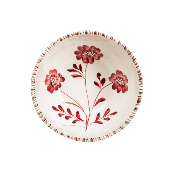 Casa Nuno Bowl, Pink with 3 Flowers, Set of 2