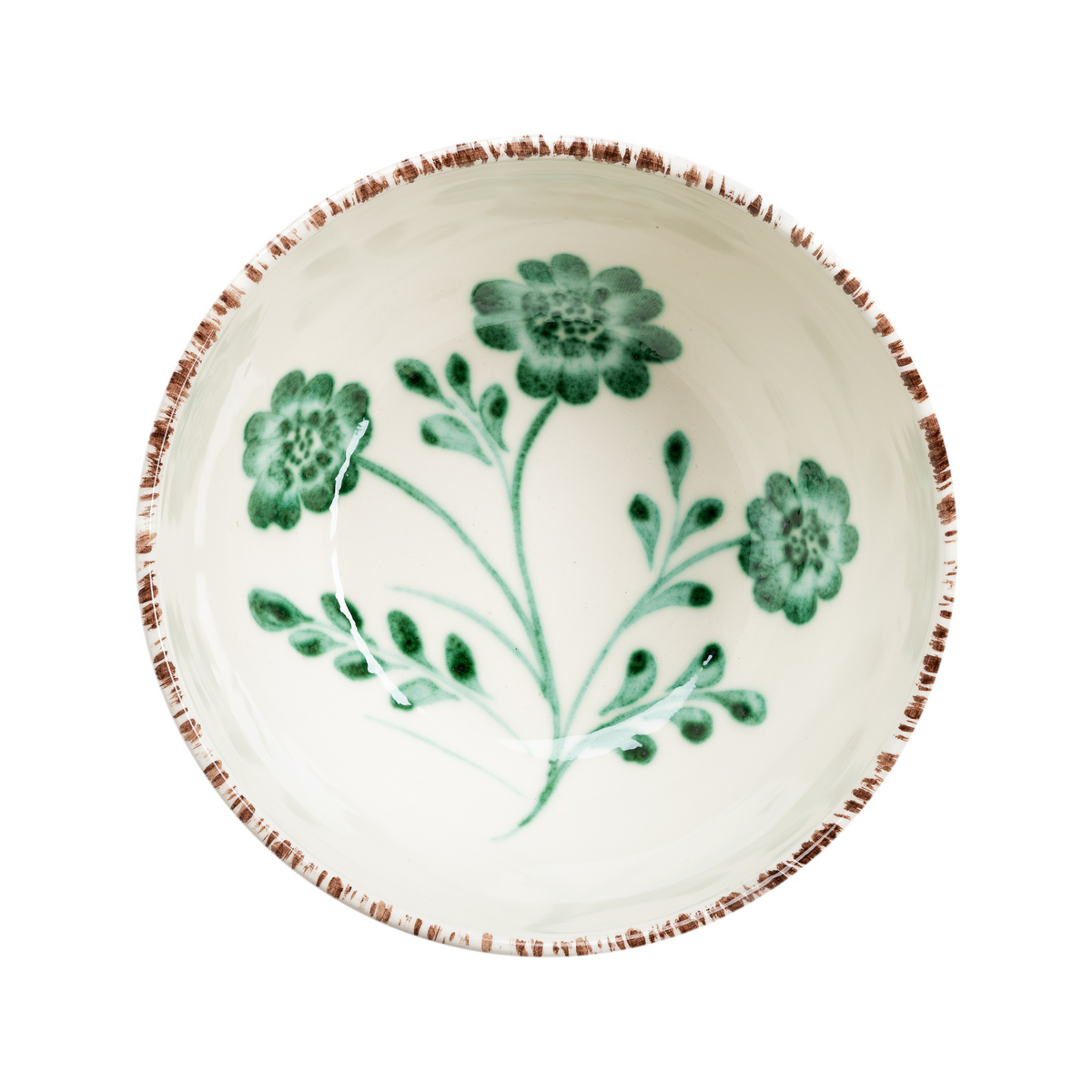 Casa Nuno Bowl, Green with 3 Flowers