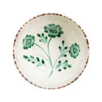 Casa Nuno Bowl, Green with 3 Flowers