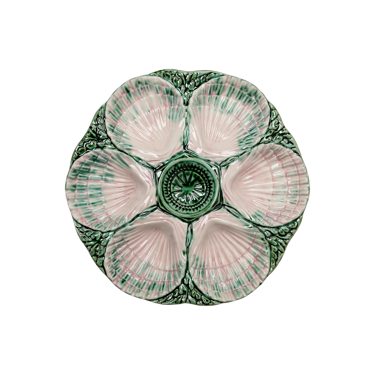 NOLA Oyster Plate, Green & Pink