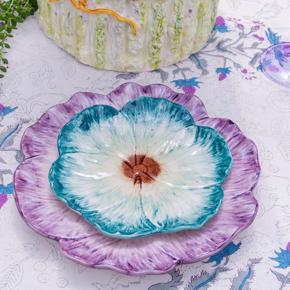 Elisabetta Flower Dessert Plate, Green