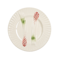 Asparagus Plate, White w/ Green and Pink Details