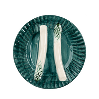 Asparagus Plate, Turquoise w/ White