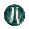 Asparagus Plate, Turquoise w/ White