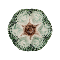 NOLA Oyster Plate, Green, Brown & Cream