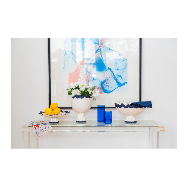 Rickrack Cake Plate, Blue & White