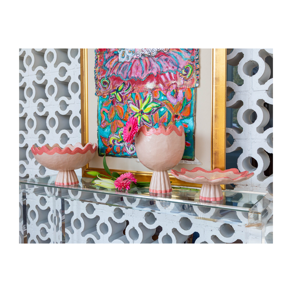 Rickrack Small Cachepot, Pink & Red