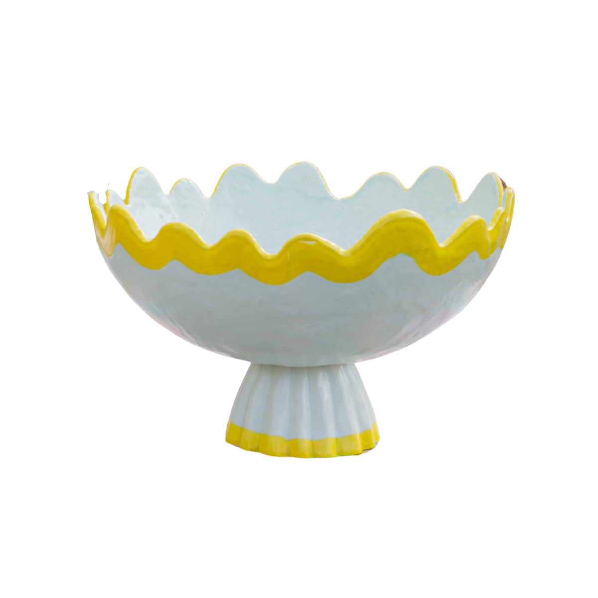 Rickrack Footed Bowl, Jade & Yellow