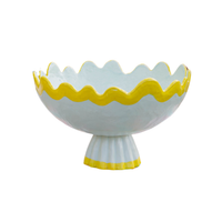 Rickrack Footed Bowl, Jade & Yellow
