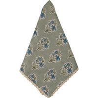 Sage Green/Blue Flower Napkin with Floral Lace Edge