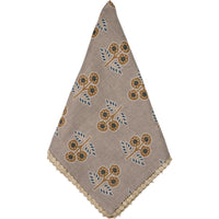 Gray with Yellow & Blue Flowers Napkin with Floral Lace Edge