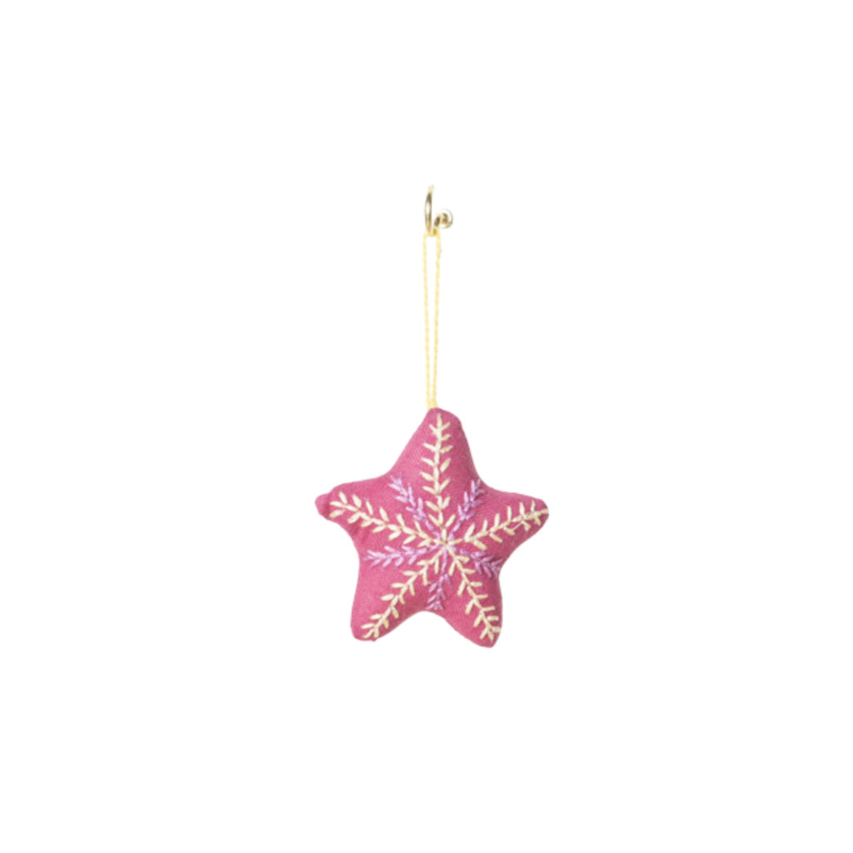 Kantha Pink Star Ornament