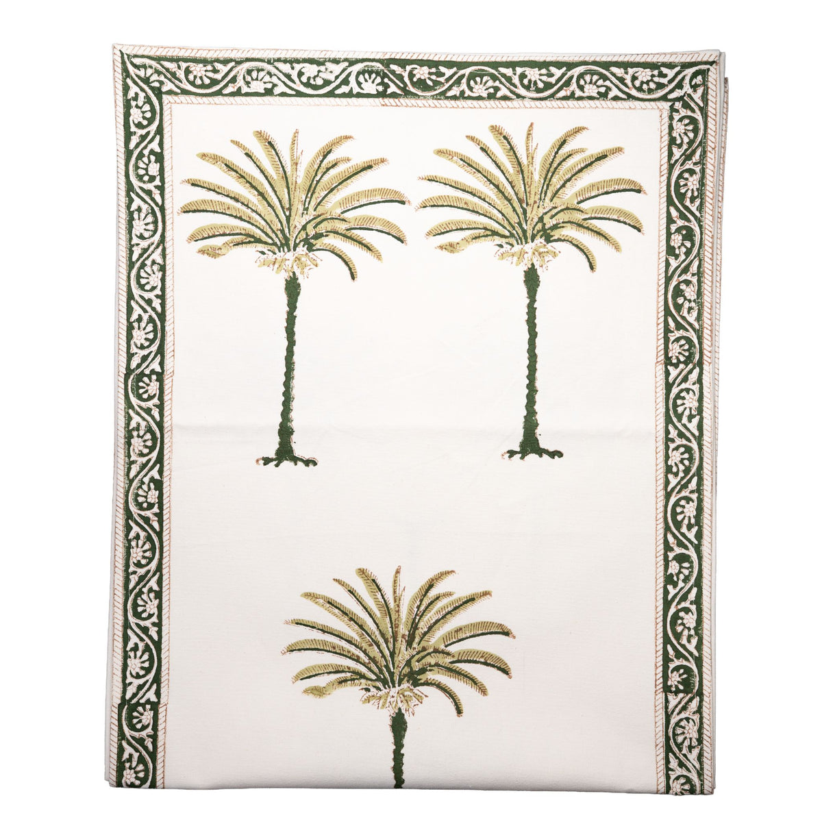Cabana Runner, Green Palm with Border