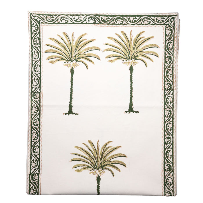 Cabana Runner, Green Palm with Border