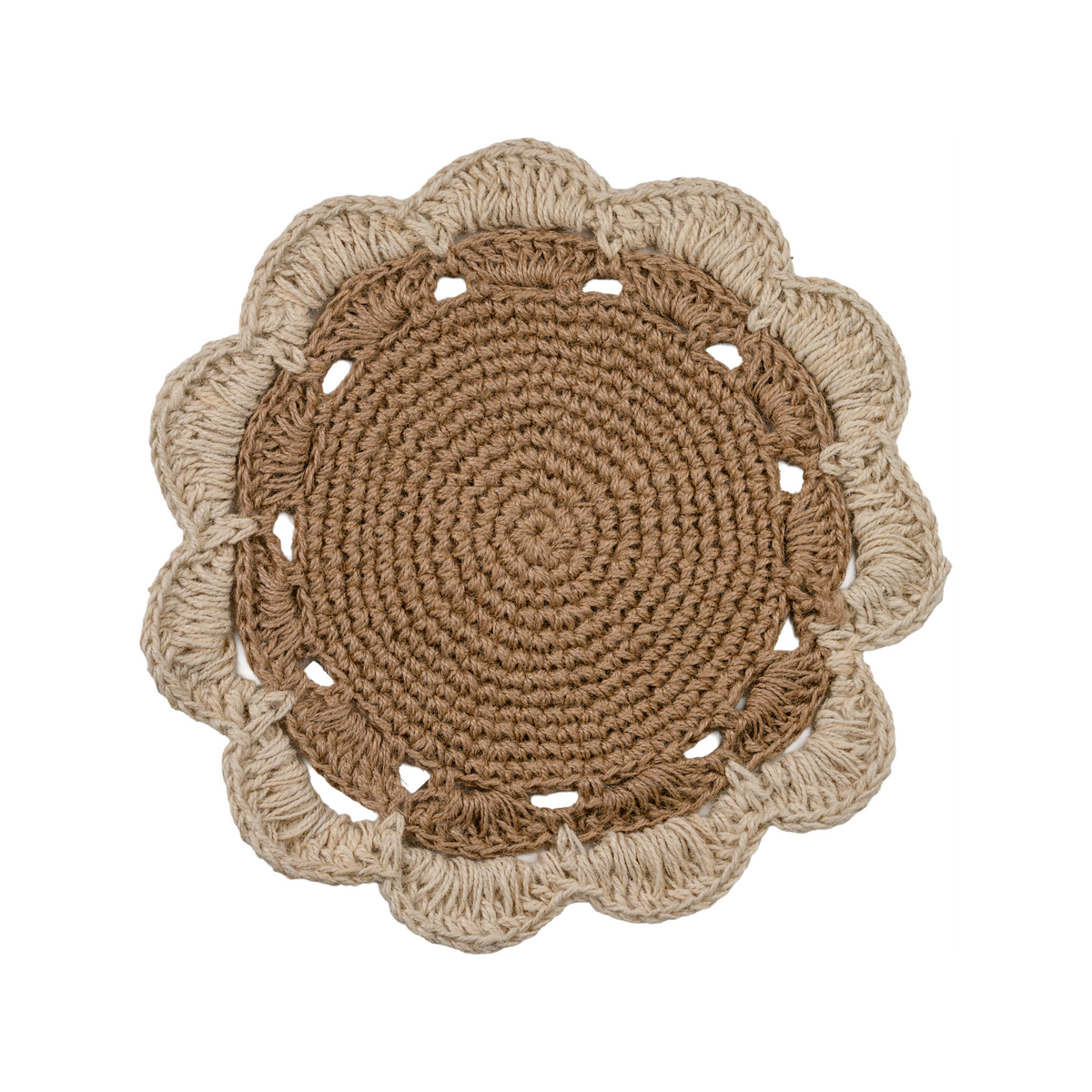 Cotswolds Jute Placemat, With Scalloped Ivory Edge