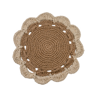Cotswolds Jute Placemat, With Scalloped Ivory Edge