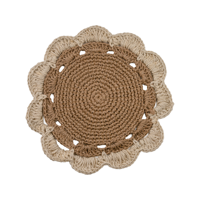 Cotswolds Jute Placemat, With Scalloped Ivory Edge, Set of 4