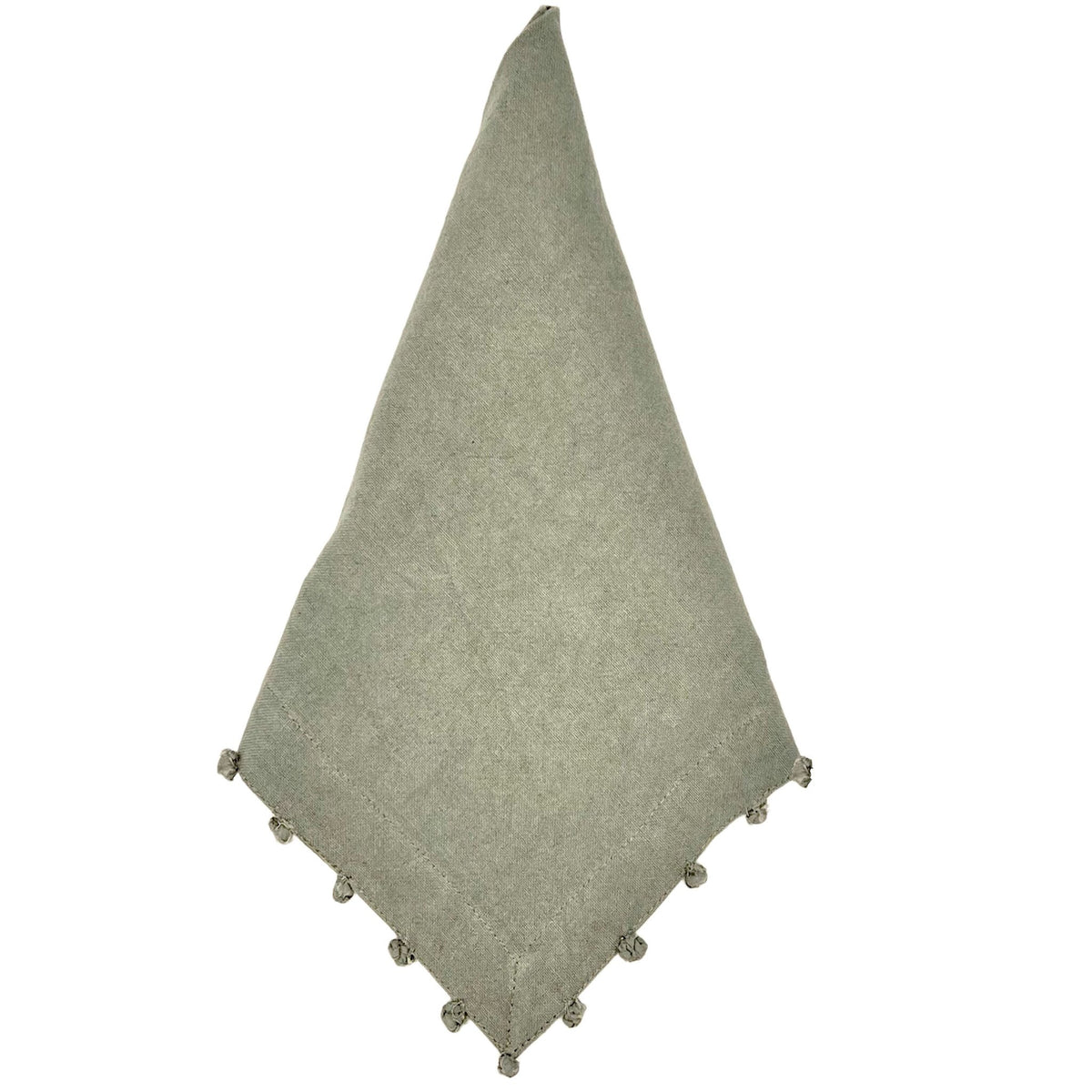 Gray Cotton Napkin, Pom-Pom Border