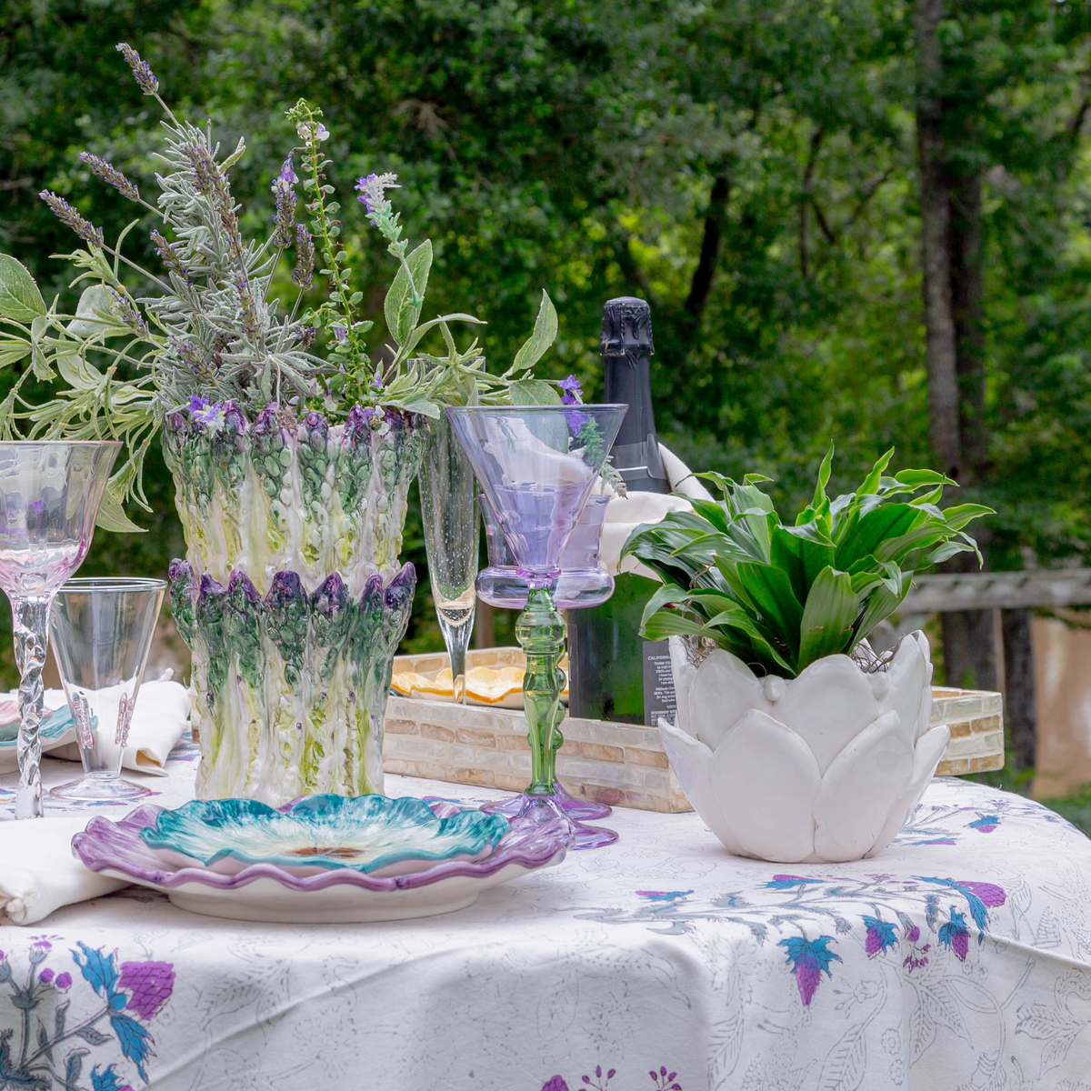 Palazzo Wine Glass, Lavender & Green