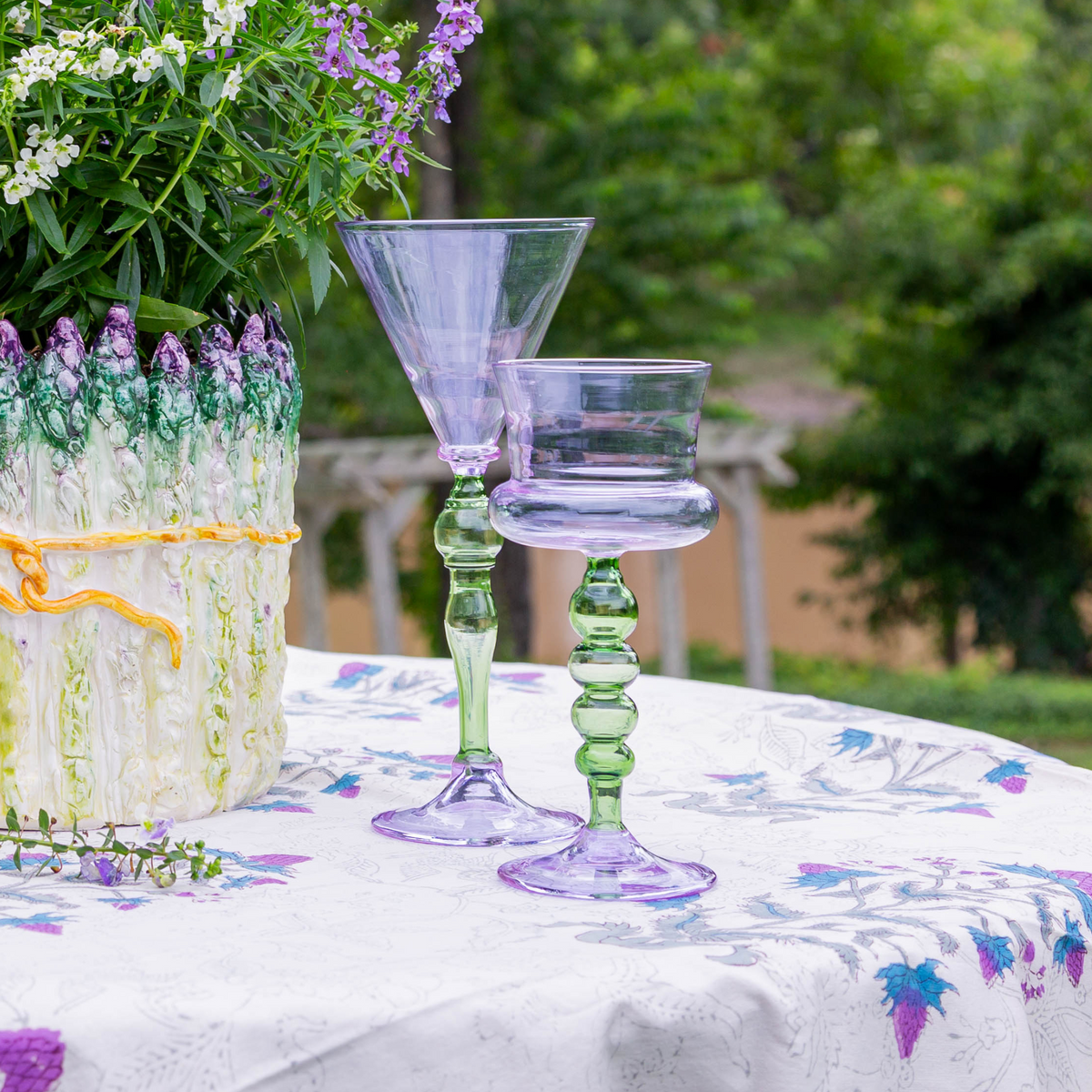 Palazzo Wine Glass, Lavender & Green