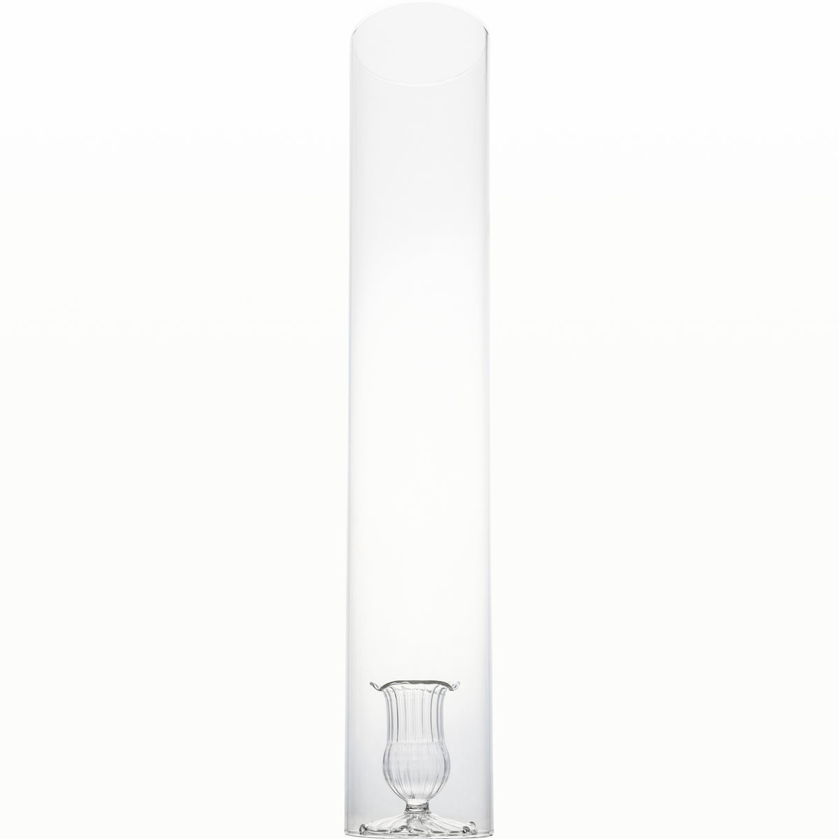 2 Piece Clear Candleholder w/ Clear Cylinder
