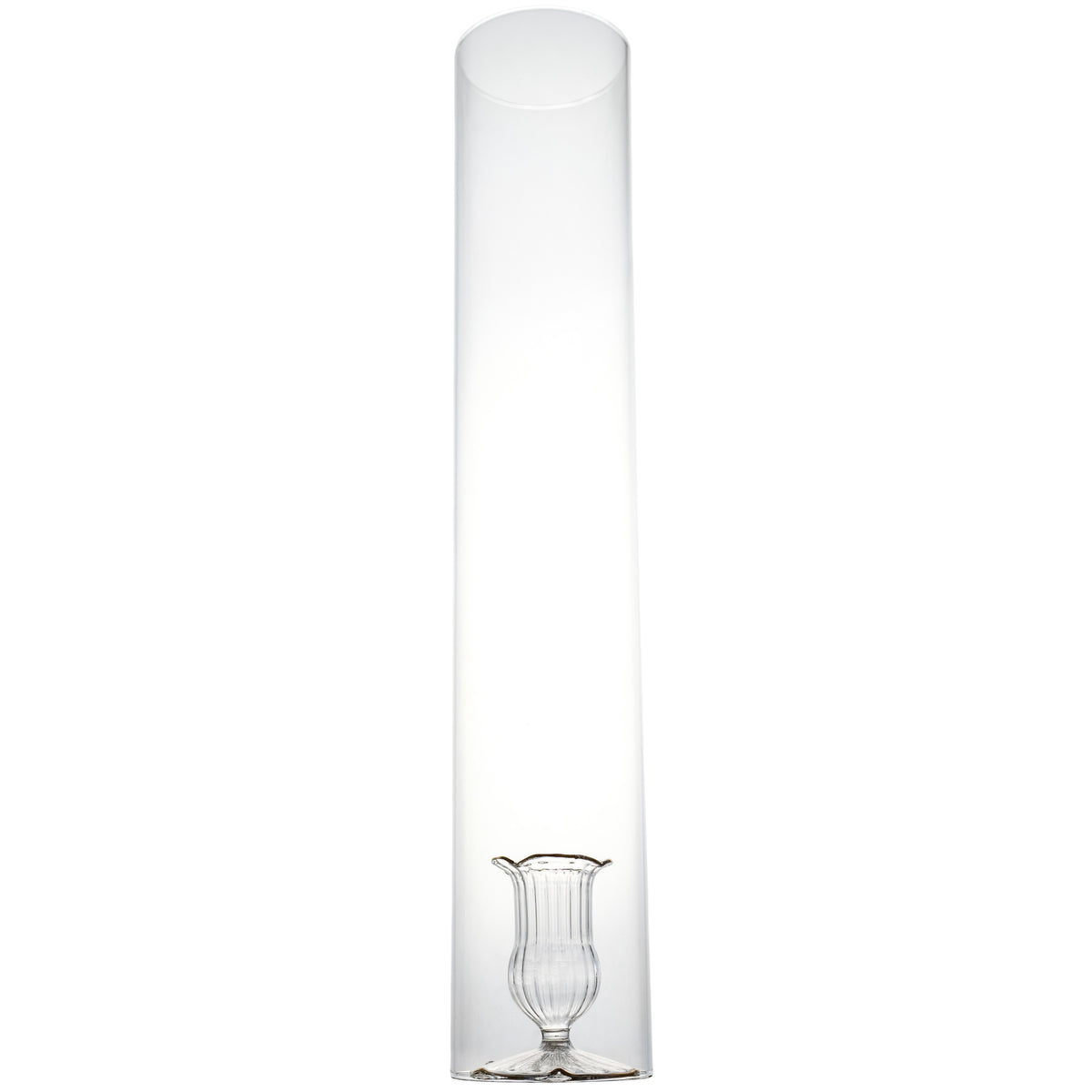 2 Piece Candleholder, Clear with Gold Trim, with Cylinder