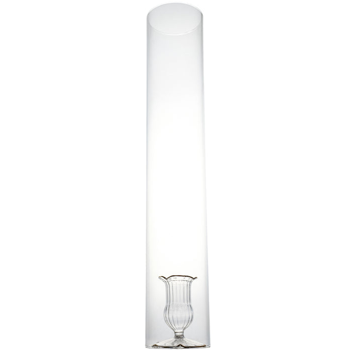 2 Piece Candleholder, Clear with Gold Trim Candleholder and Clear Cylinder
