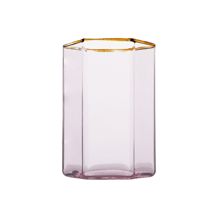 Hampton Hexagon Tumbler, Pink with Amber Rim
