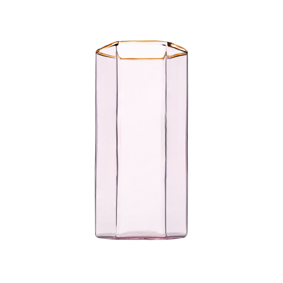 Hampton Hexagon Highball, Pink with Amber Rim
