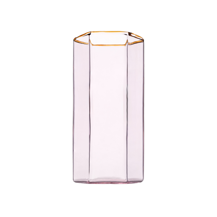 Hampton Hexagon Highball, Pink with Amber Rim