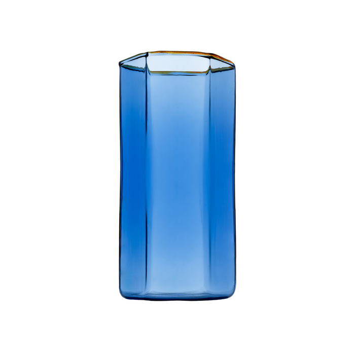 Hampton Hexagon Highball, Blue with Amber Rim